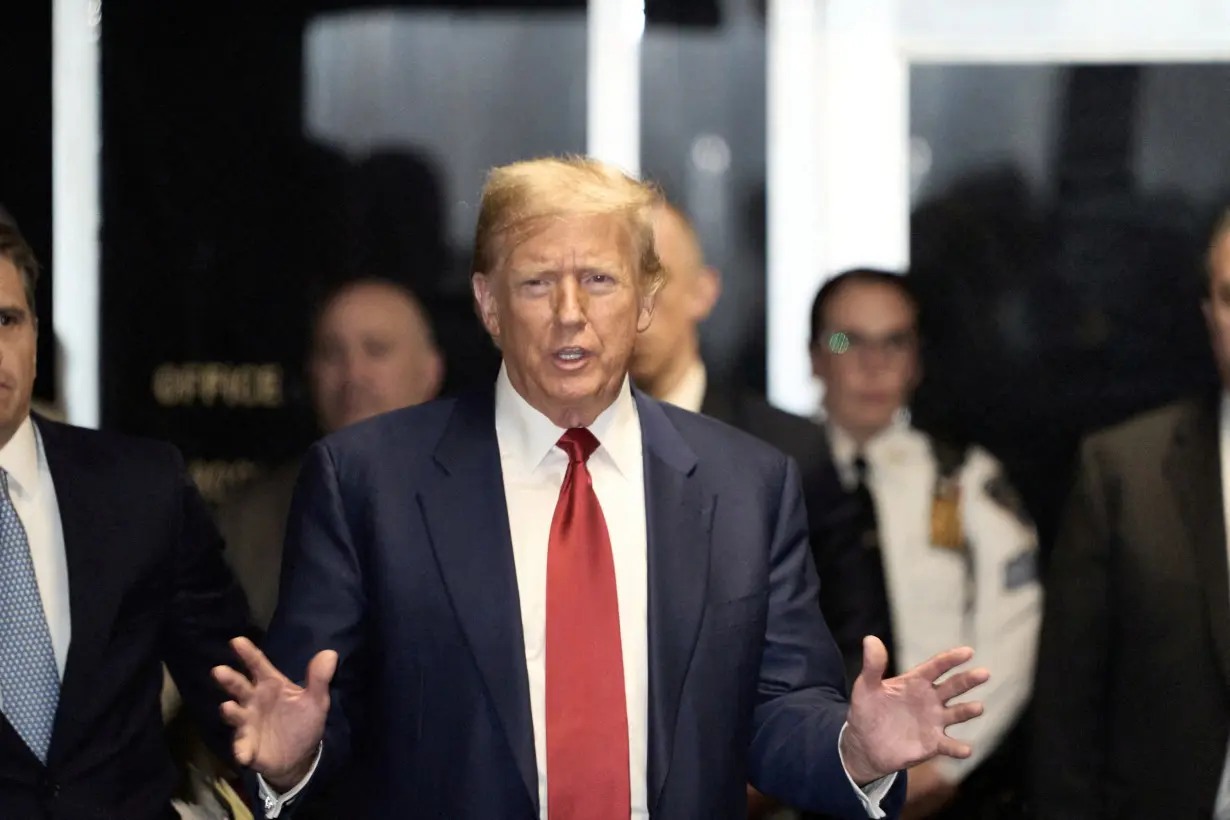 FILE PHOTO: Former U.S. President Donald Trump criminal case, on charges stemming from hush money paid to a porn star, in New York City