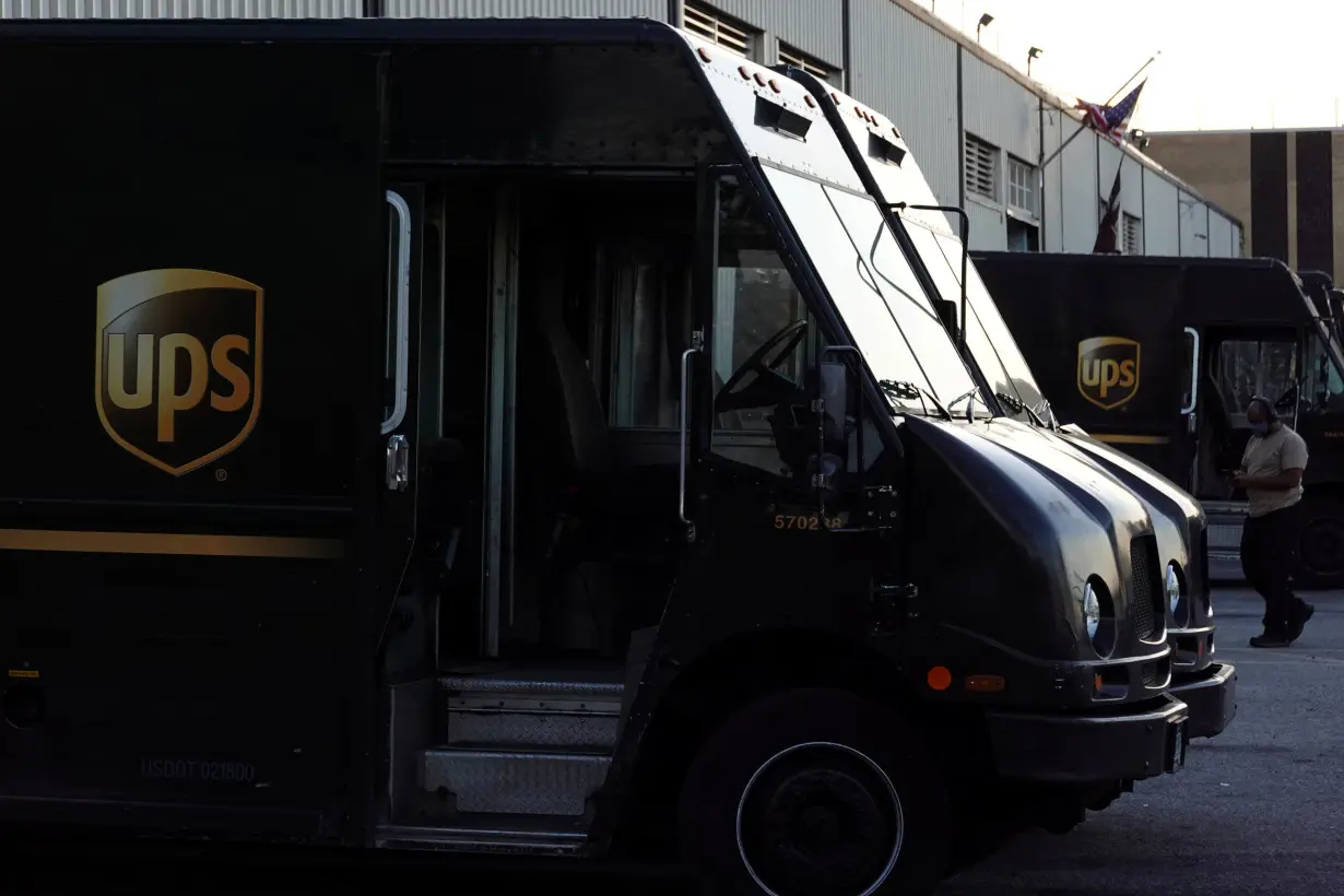 FILE PHOTO: United Parcel Service (UPS) vehicles are seen at a facility in Brooklyn, New York City