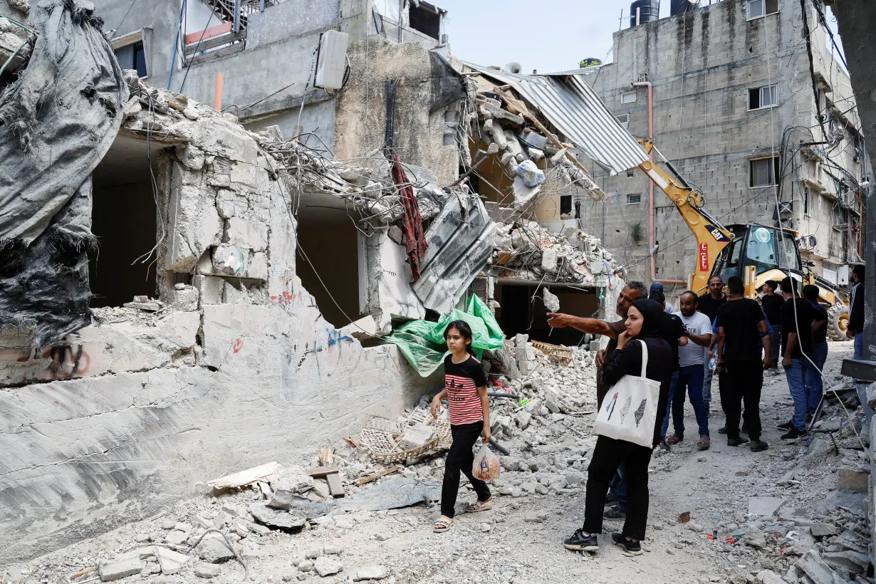 Aftermath of an Israeli raid at Nur Shams camp, in Tulkarm