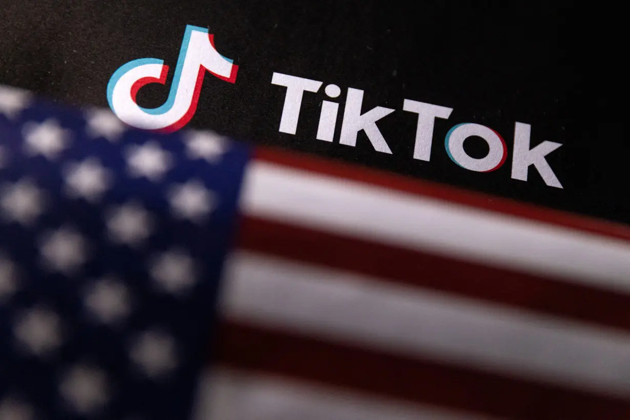 FILE PHOTO: Illustration shows U.S. flag and TikTok logo