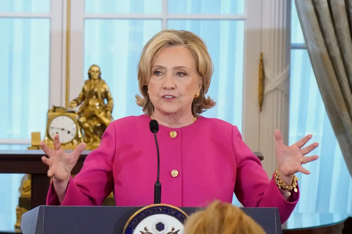 U.S. Secretary of State Antony Blinken hosts portrait unveiling of the 67th Secretary of State Hillary Clinton at the State Department in Washington