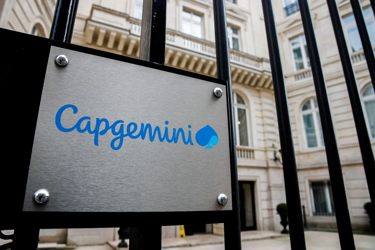 FILE PHOTO: The logo of Capgemini is seen at the company's headquarters in Paris