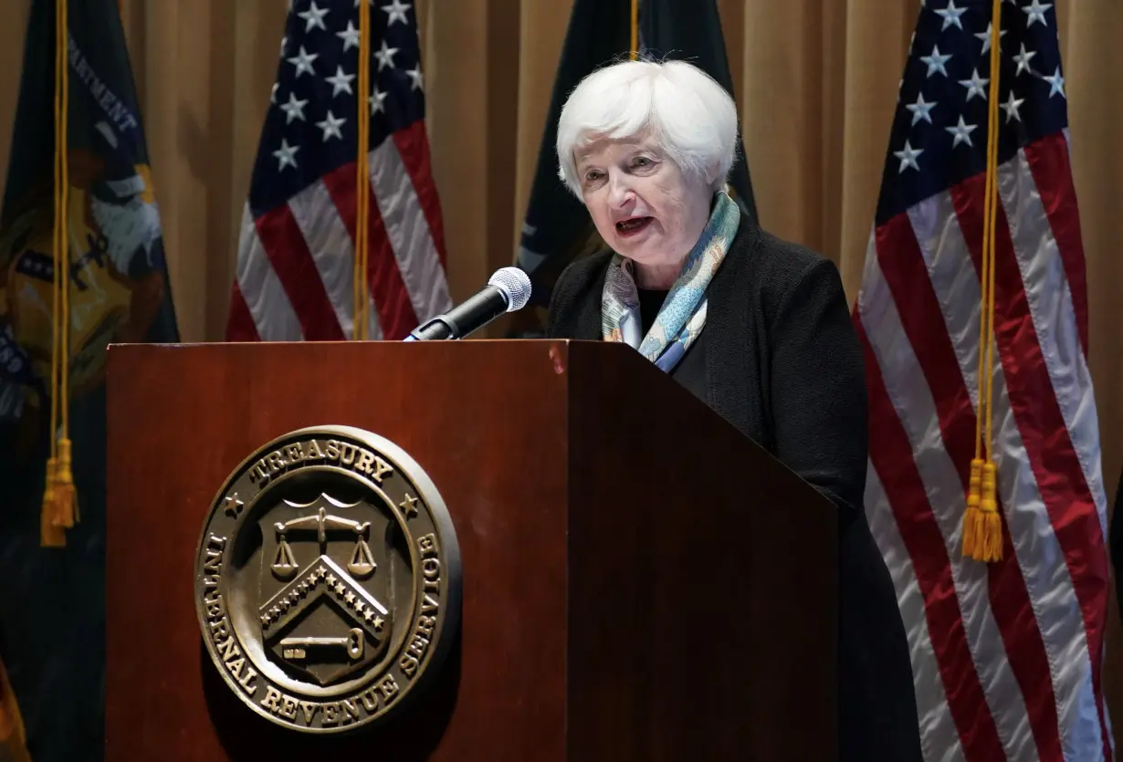 Treasury Secretary Janet Yellen speaks at IRS Headquarters in Washington