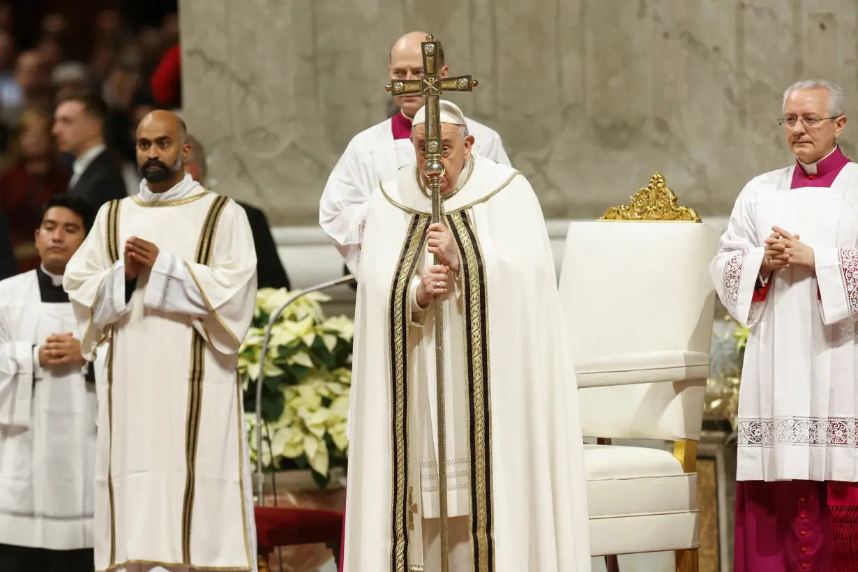 Pope Francis celebrates Christmas Eve mass in St. Peter's Basilica at the Vatican