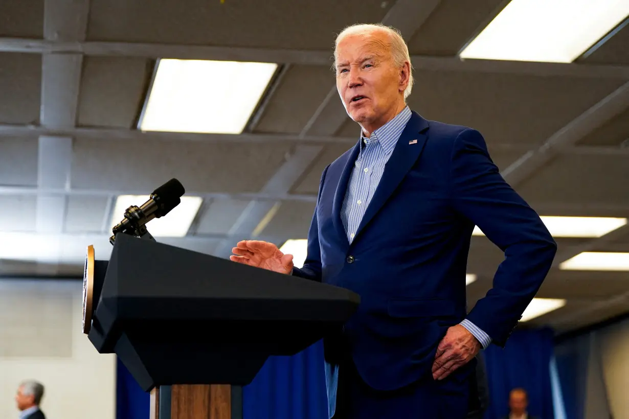 FILE PHOTO: U.S. President Joe Biden delivers remarks at United Steelworkers headquarters in Pittsburgh