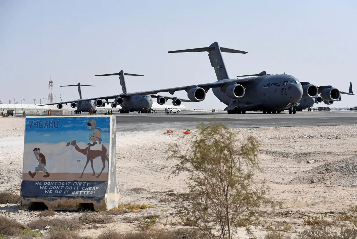 FILE PHOTO: General view of U.S. Air Force C-17 Globemaster aircrafts at al-Udeid Air Base in Doha