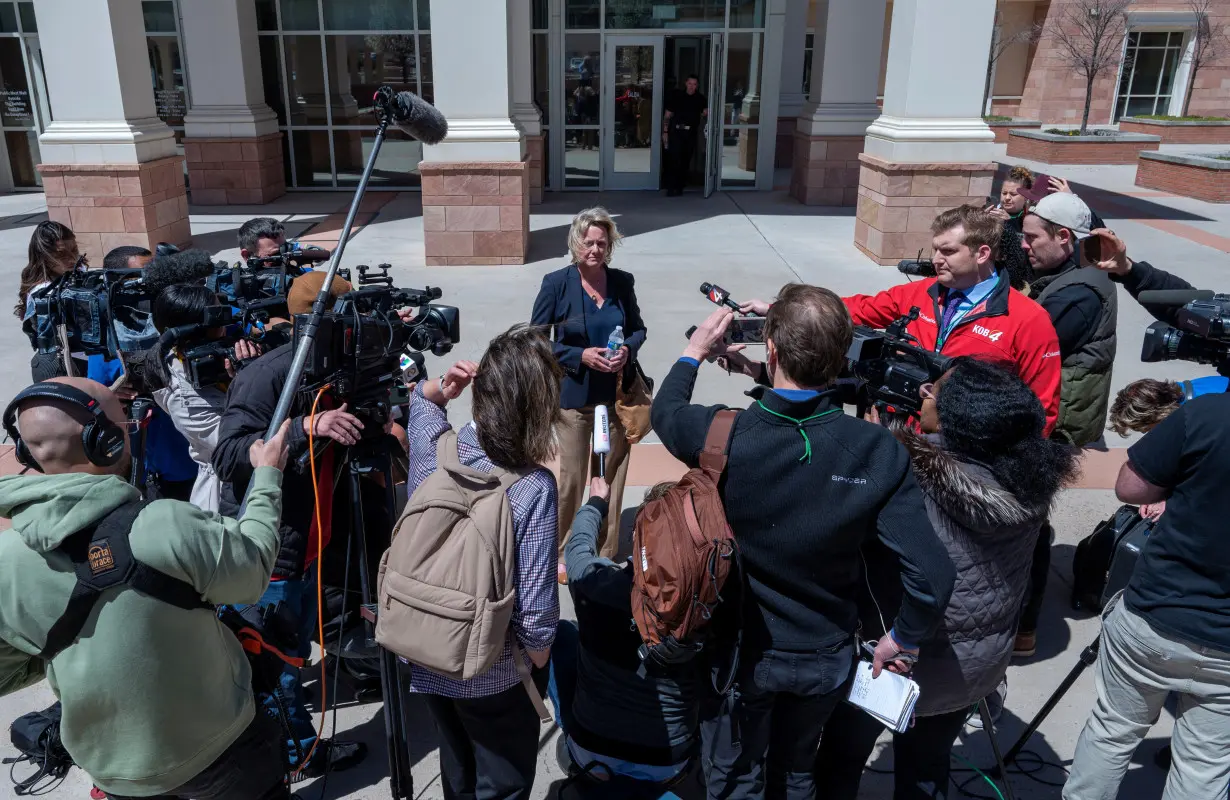 Special prosecutor Kari Morrissey speaks to the media outside the Santa Fe County Courthouse after Hannah Gutierrez-Reed was sentenced to 18 month prison, in Santa Fe