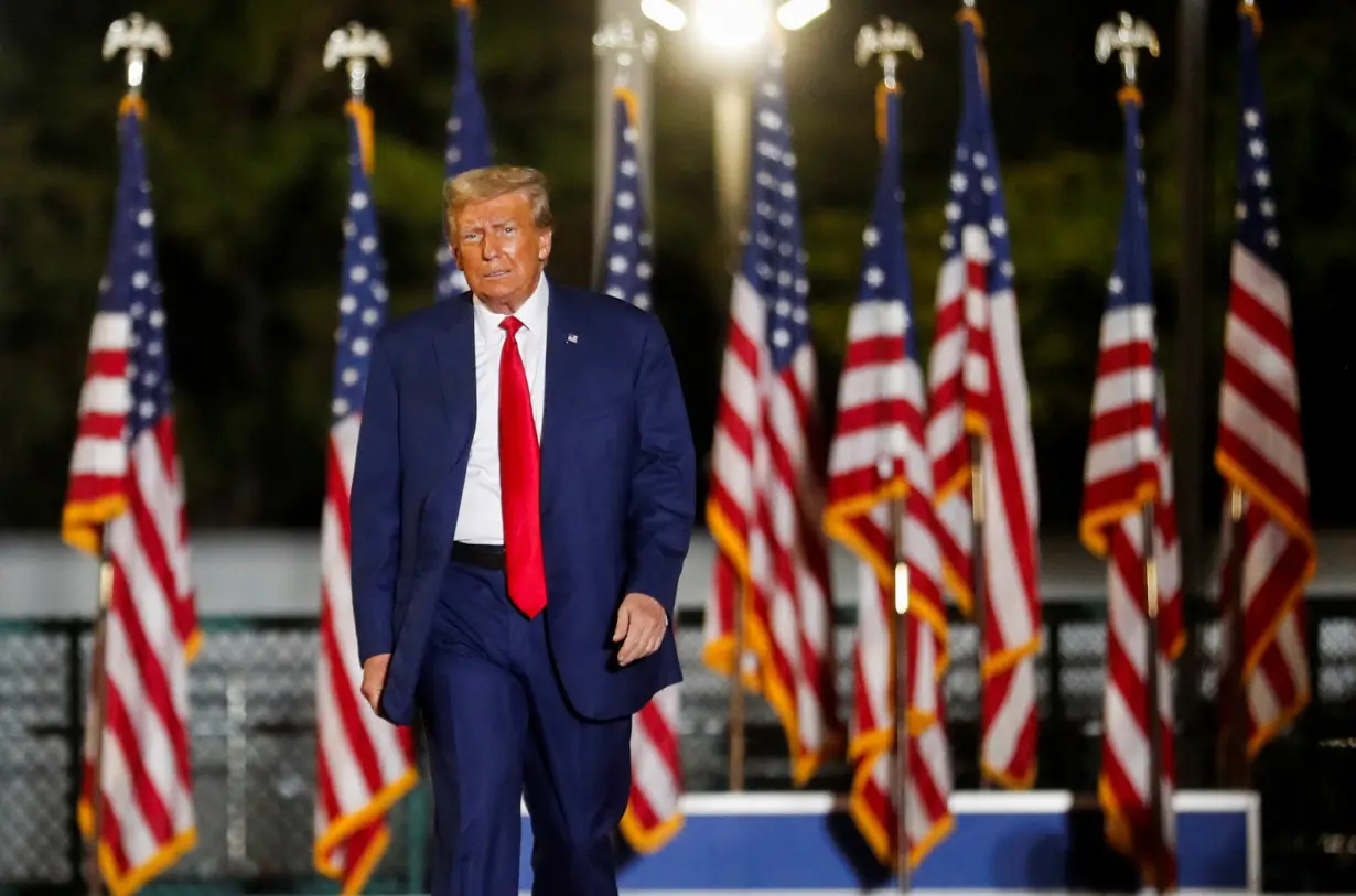 Former U.S. President Donald Trump holds a campaign rally in Hialeah