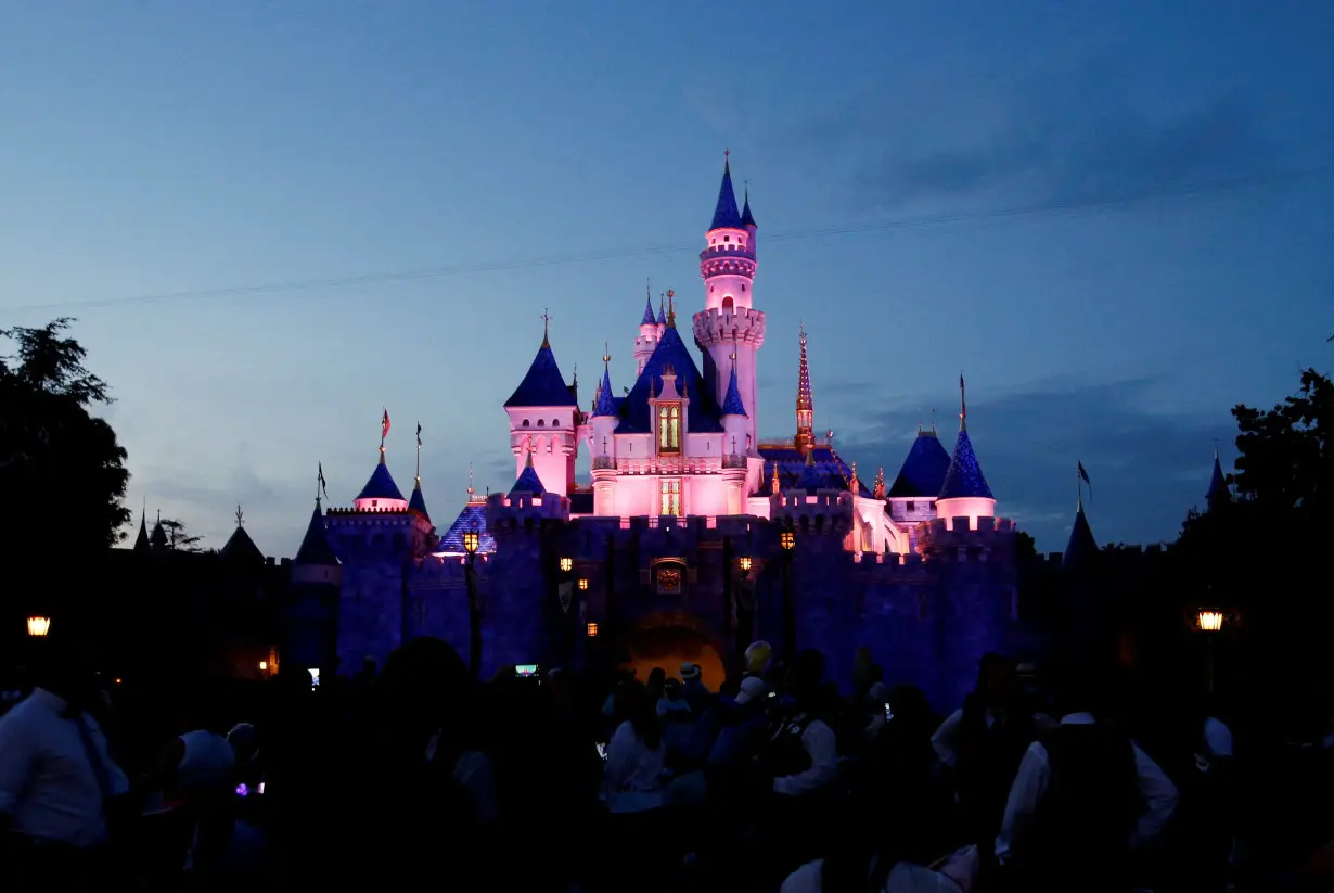 FILE PHOTO: Sleeping Beauty Castle is pictured at dusk at Disneyland Park in Anaheim