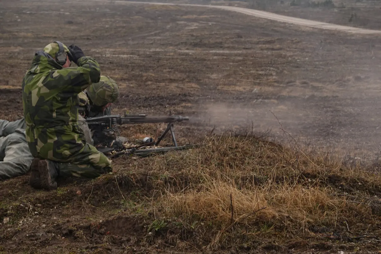 FILE PHOTO: The Gotland regiment trains in a wood outside Visby on the Baltic island of Gotland