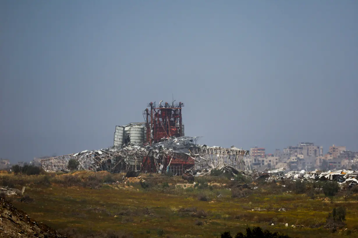 Buildings lie in ruin near Israel's border with Gaza