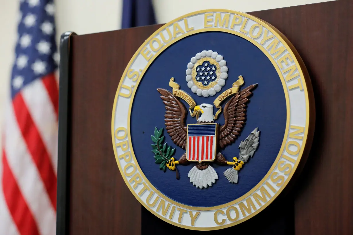 FILE PHOTO: The seal of the U.S. Equal Employment Opportunity Commission (EEOC) is seen in their office in Manhattan, New York City