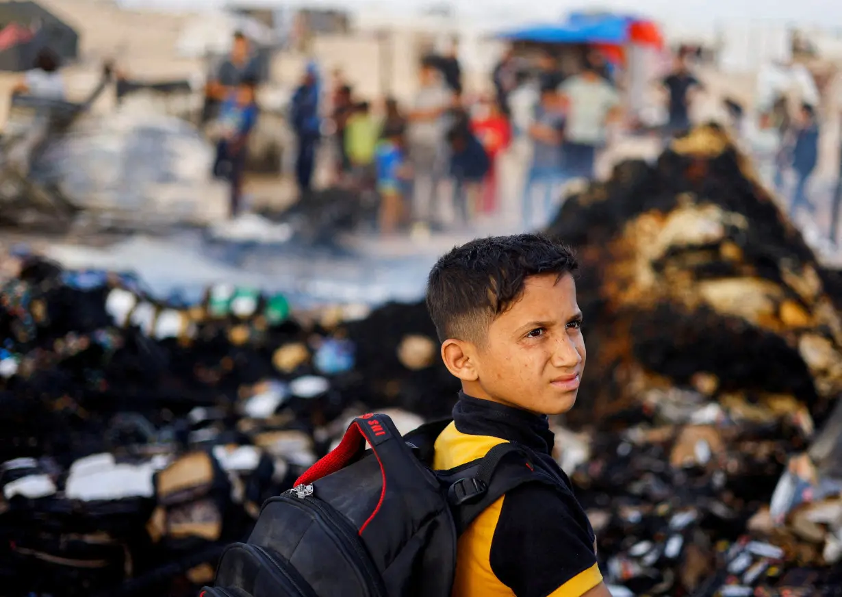 FILE PHOTO: Aftermath of an Israeli strike on an area designated for displaced people, in Rafah in the southern Gaza Strip