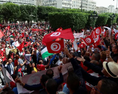 Hundreds of Tunisian president's supporters protest against 'foreign interference'