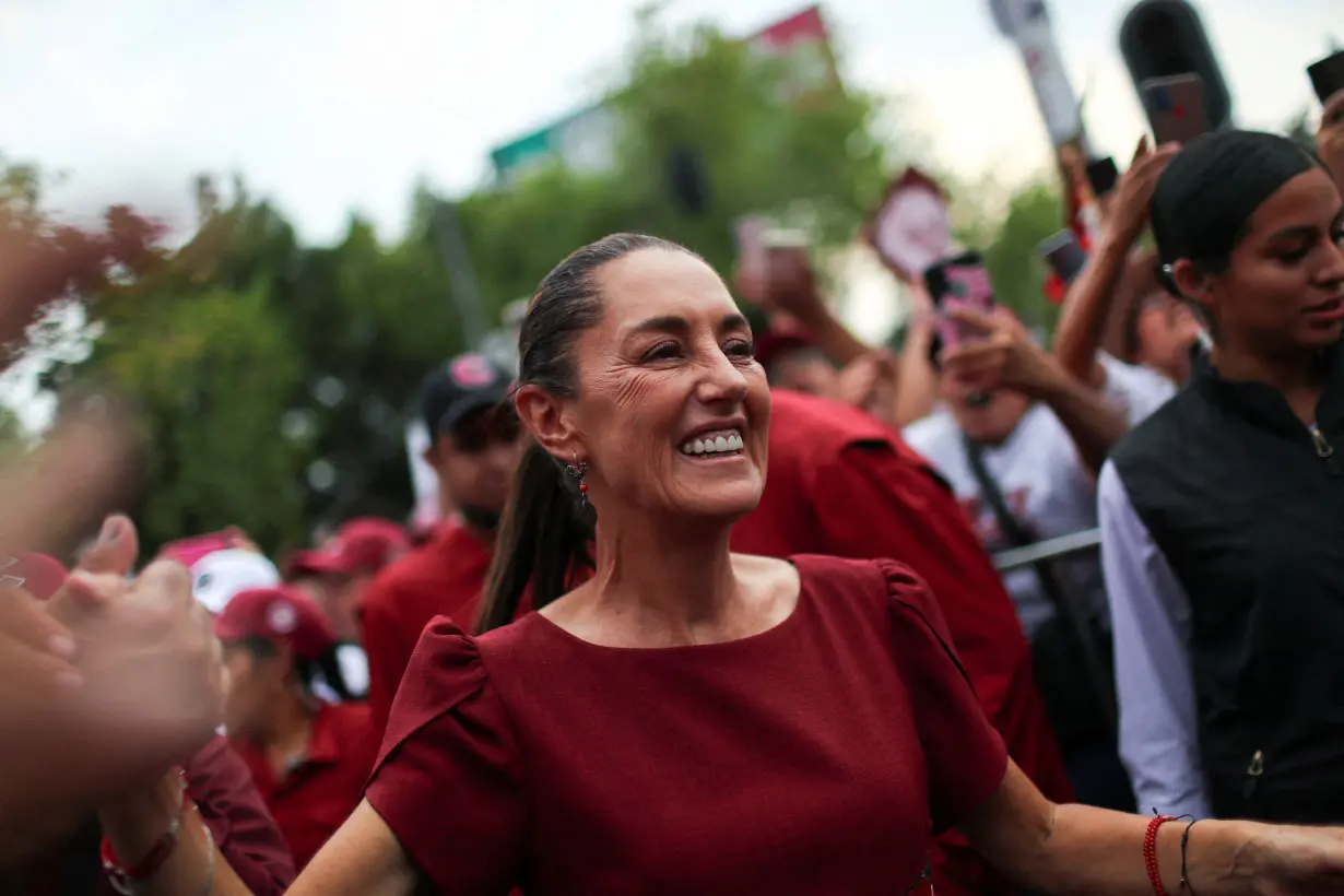 FILE PHOTO: Presidential candidate Claudia Sheinbaum holds a campaign rally in Mexico City