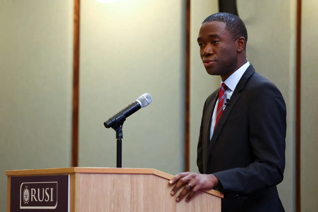 U.S. Deputy Treasury Secretary Wally Adeyemo speaks at the Royal United Services Institute in London