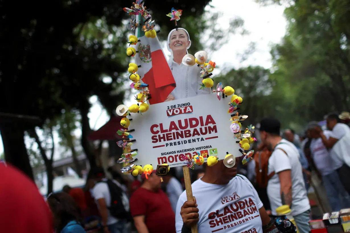 Presidential candidate Claudia Sheinbaum holds a campaign rally in Mexico City