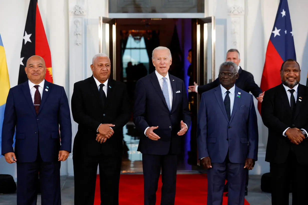 FILE PHOTO: U.S. President Joe Biden welcomes leaders from the U.S.- Pacific Island Country Summit to a dinner at the White House in Washington