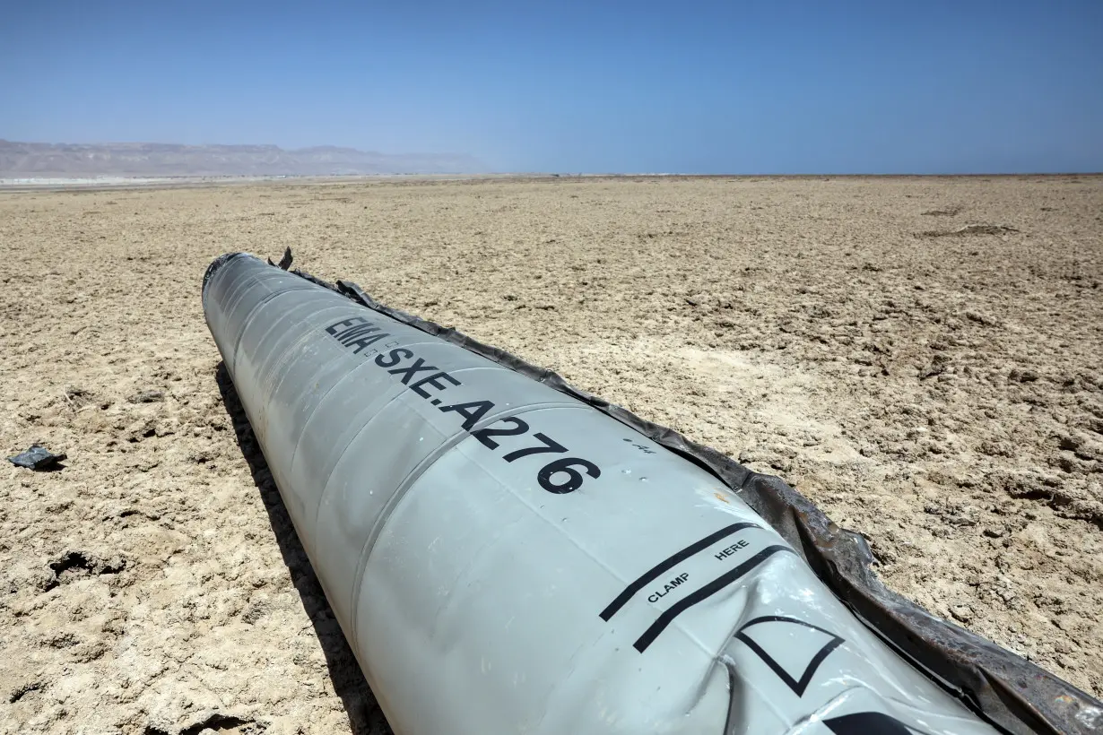 Apparent remains of ballistic missile near Dead Sea following attack by Iran on Israel