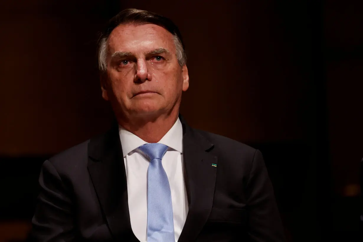 Brazil's former President Jair Bolsonaro attends an event at the Municipal Theatre in Sao Paulo