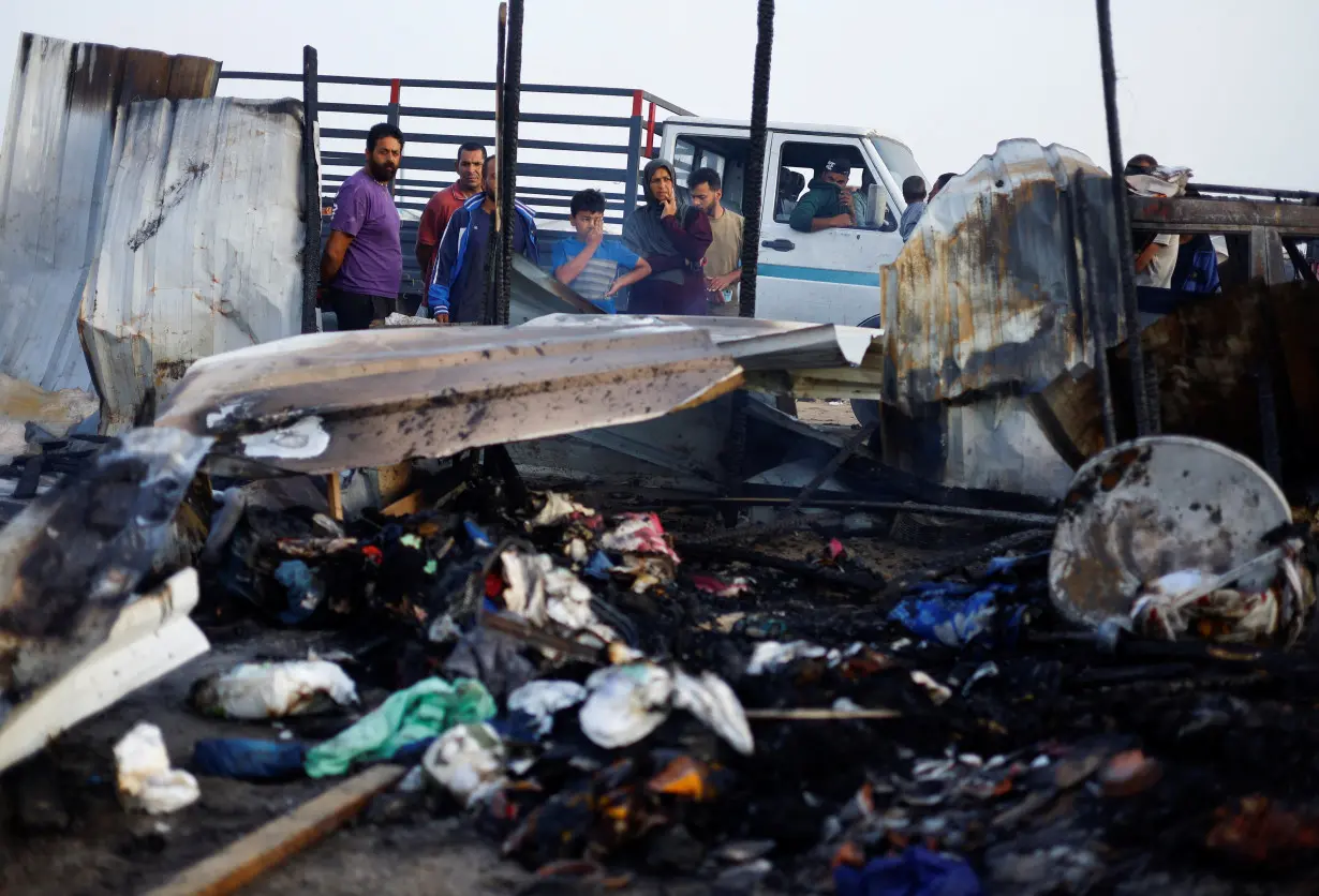 Aftermath of an Israeli strike on an area designated for displaced people, in Rafah in the southern Gaza Strip