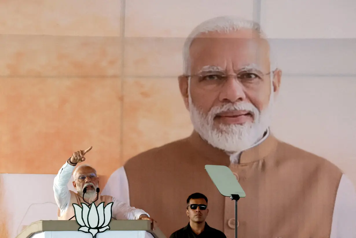 FILE PHOTO: Indian PM Modi attends an election campaign rally, in Meerut