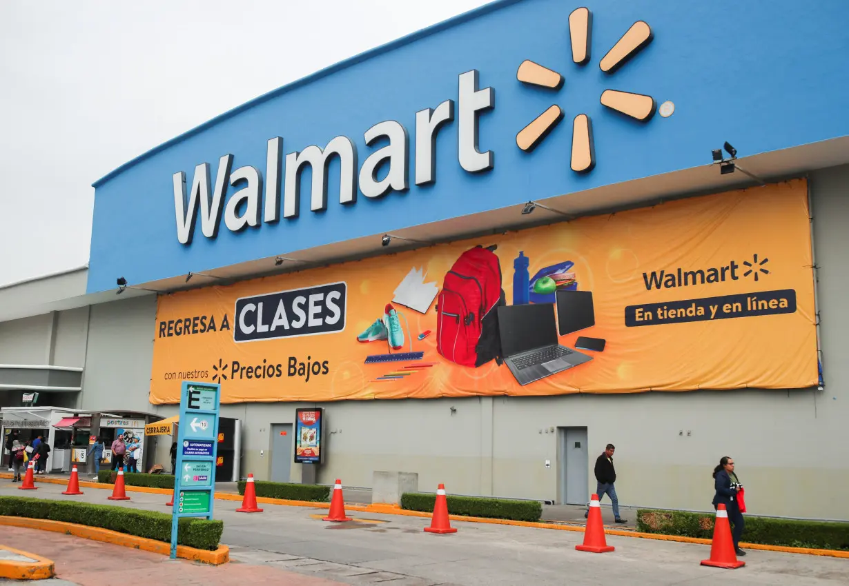 Logo of Walmart is pictured outside a store in Mexico City