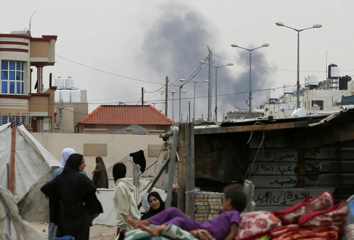 Smoke rises following Israeli strikes during an Israeli military operation in Rafah