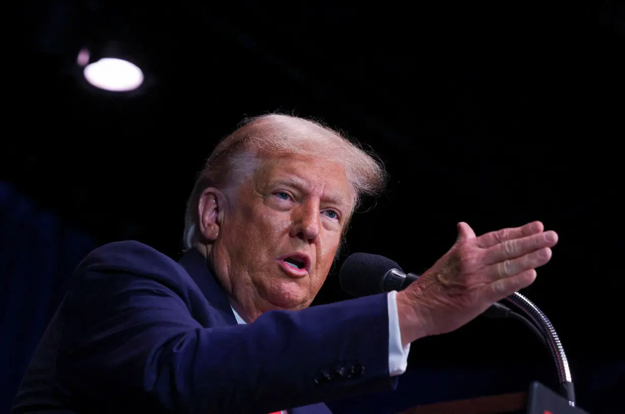 FILE PHOTO: Former U.S. President Donald Trump campaigns in Wolfeboro, New Hampshire