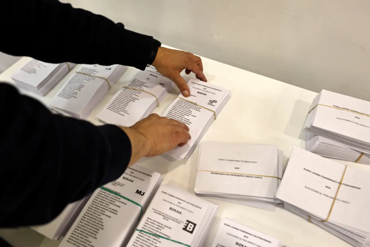 Polling stations prepare ahead of elections in Spain's Basque region