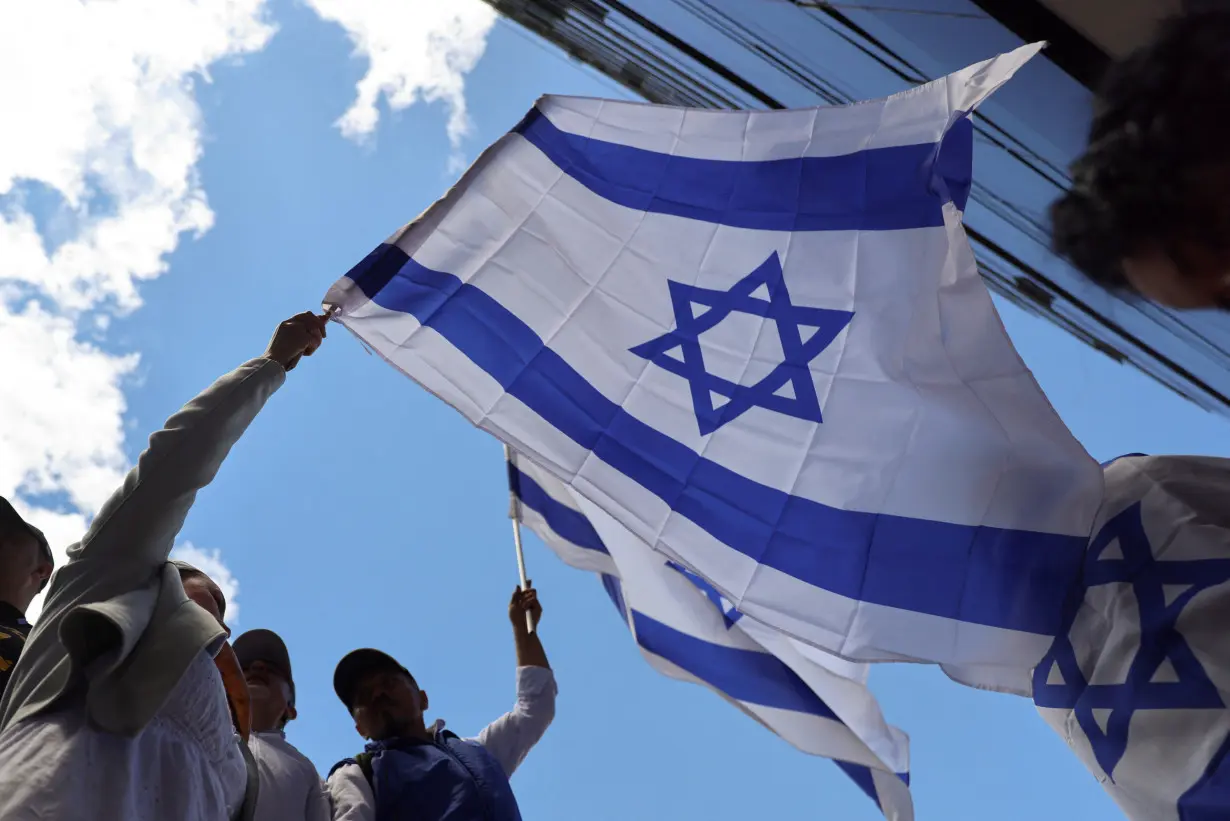 Israel supporters protest about the conflict between Israel and Hamas, in Bogota