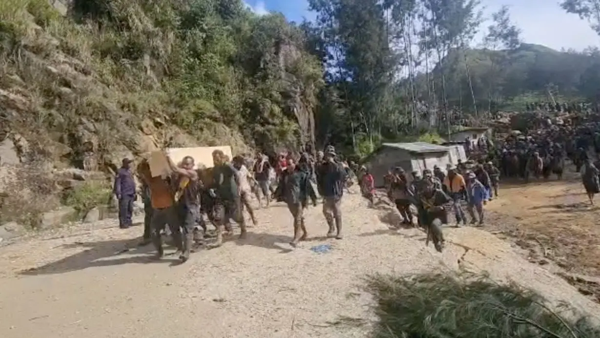 Aftermath of a landslide in Enga Province