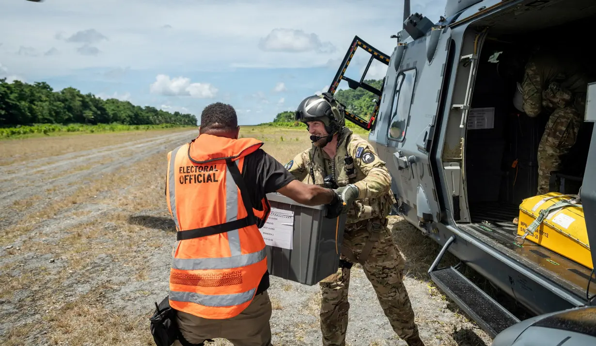 FILE PHOTO: NZDF Joint Task Force assist in delivering ballot boxes to remote areas of the Solomon Islands