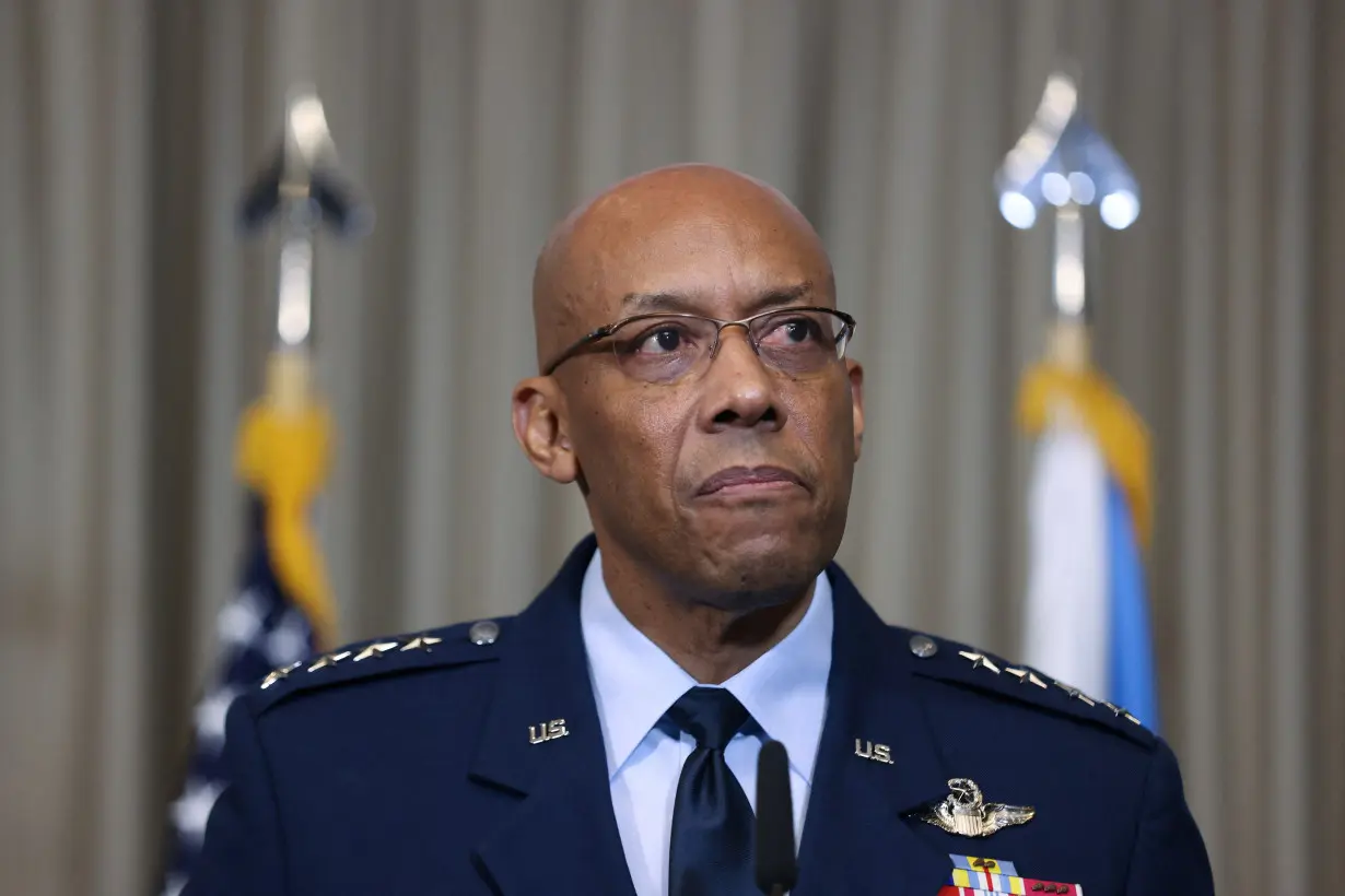 U.S. General Charles Q. Brown Junior and U.S. Secretary of Defense Lloyd Austin address the media at Ramstein