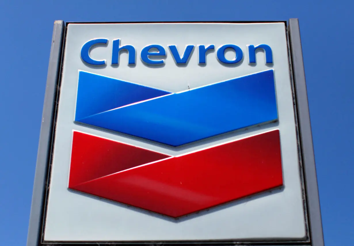 FILE PHOTO: A Chevron gas station sign is seen in Del Mar, California