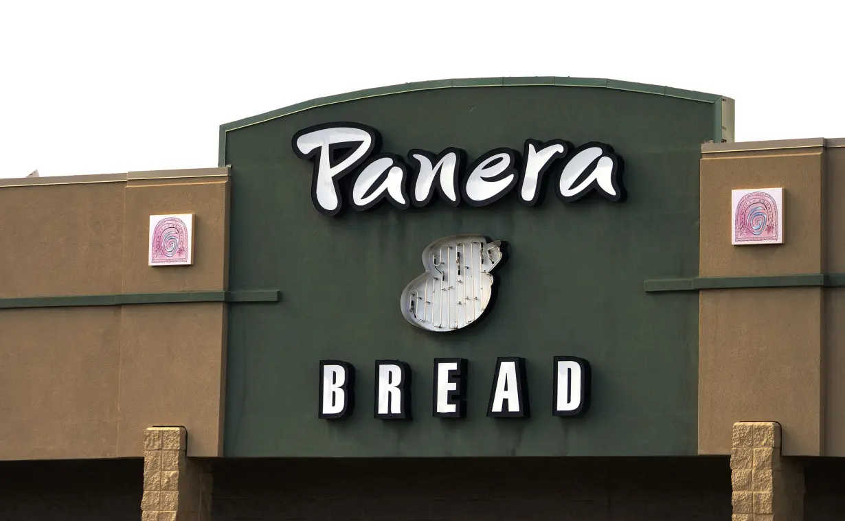 FILE PHOTO: The sign on the hood of a delivery truck for Panera Bread Co. is seen in Westminster