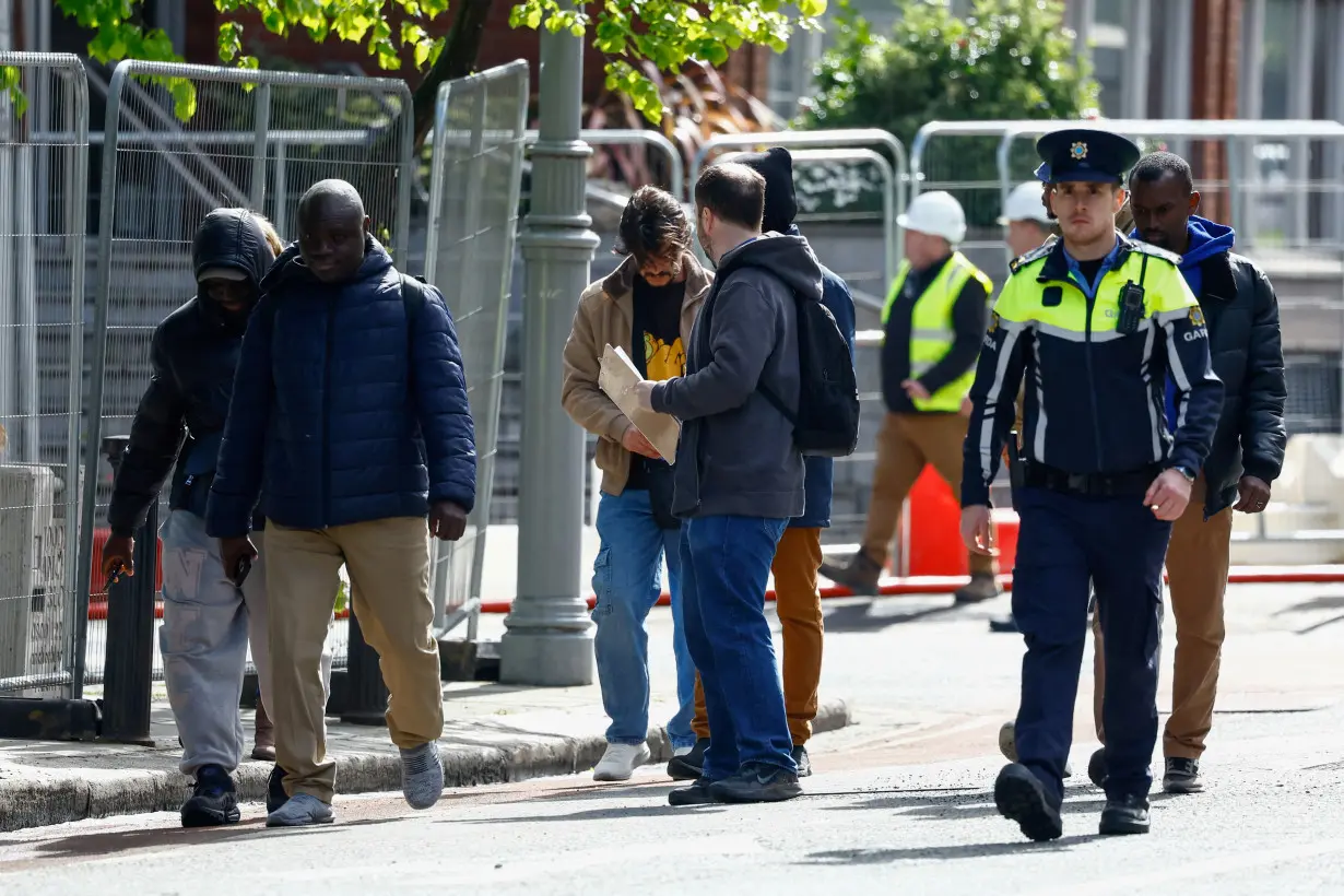 Asylum seekers camped outside the International Protection Office, in Dublin