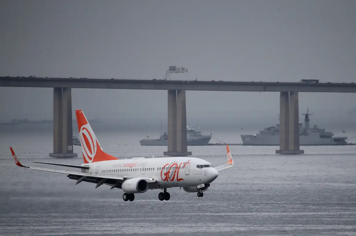 A Boeing 737 airplane of Brazilian airlines GOL Linhas Aereas prepares to land at Santos Dumont airport in Rio de Janeiro