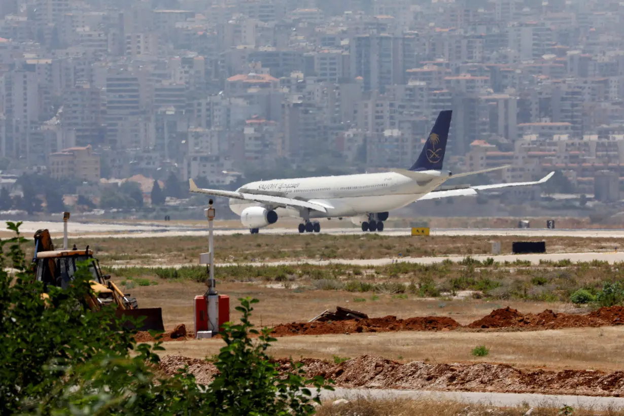 FILE PHOTO: A Saudia plane lands at Rafik al-Hariri airport in Beirut