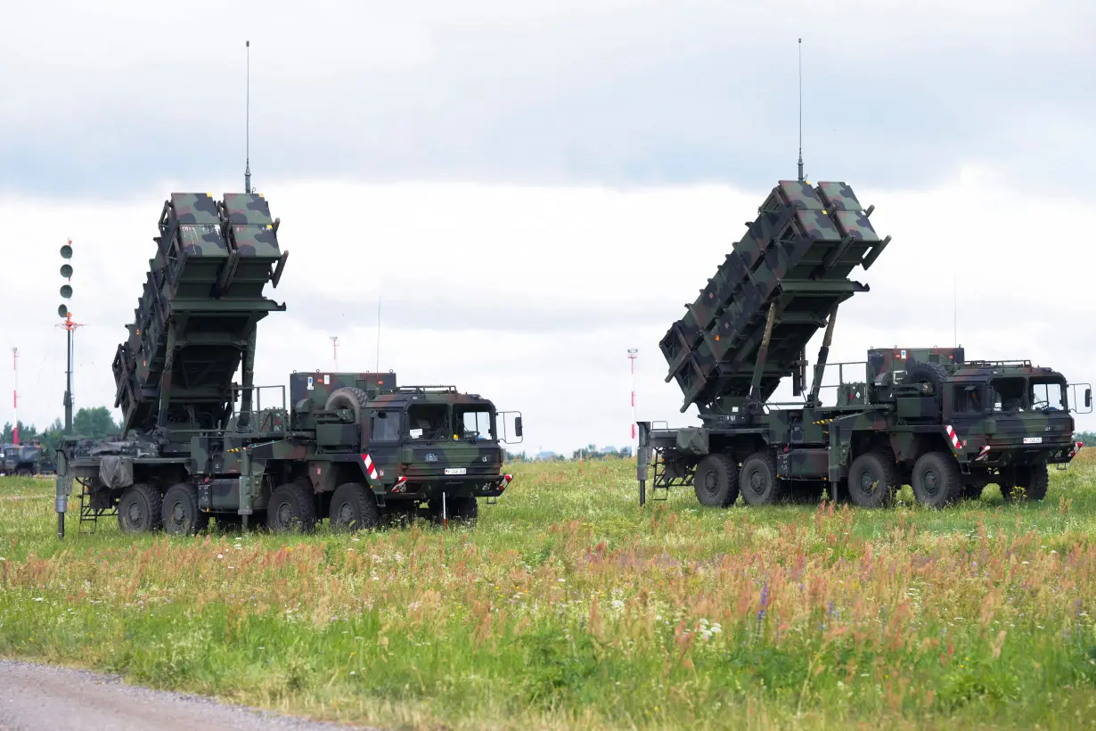 FILE PHOTO: German Patriot air defence system units are deployed at Vilnius airport