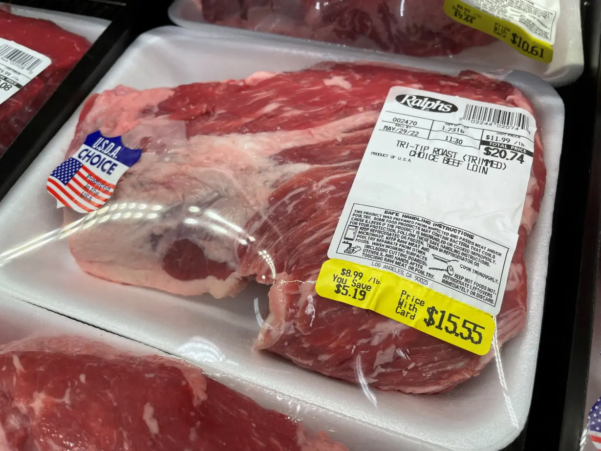 FILE PHOTO: Beef is seen in a supermarket in Los Angeles as inflation continues to hit consumers with the annual CPI increasing 8.3% in the 12 months through April