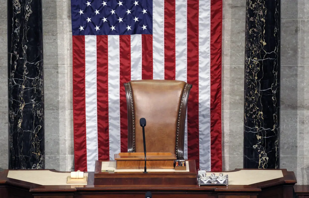 The chair of the Speaker of the U.S. House of Representatives sits empty on the opening day of the 112th United States Congress