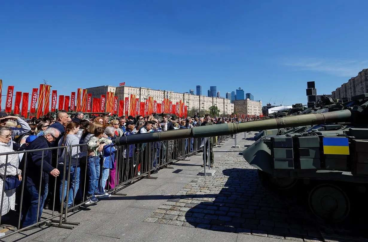 Military hardware captured from Ukrainian forces put on display in Moscow