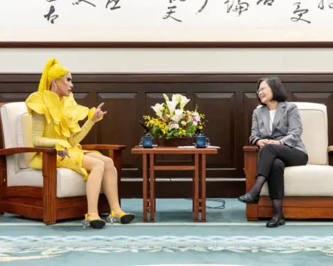 Taiwan drag queens bring their glamour to presidential office celebrating RuPaul win