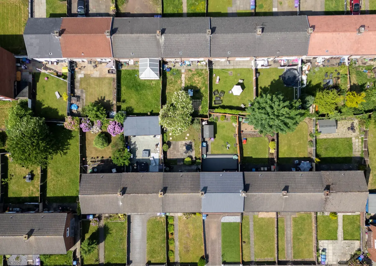 FILE PHOTO: A drone view of a housing estate in the Netherley area of Liverpool, Britain