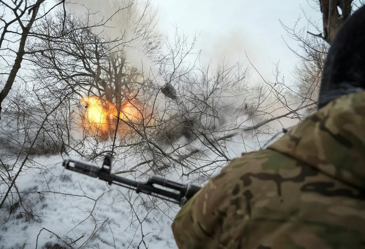 FILE PHOTO: Ukrainian servicemen self propelled howitzer towards Russian troops at a front line near the town of Chasiv Yar