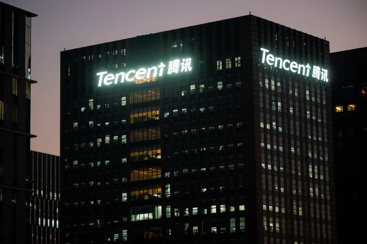 Logo of Tencent is seen at Tencent office in Shanghai