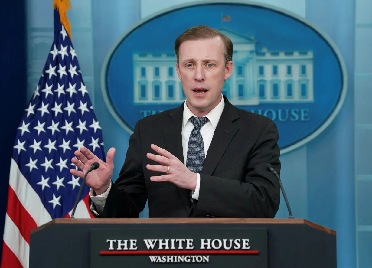 Sullivan speaks at a press briefing at the White House in Washington