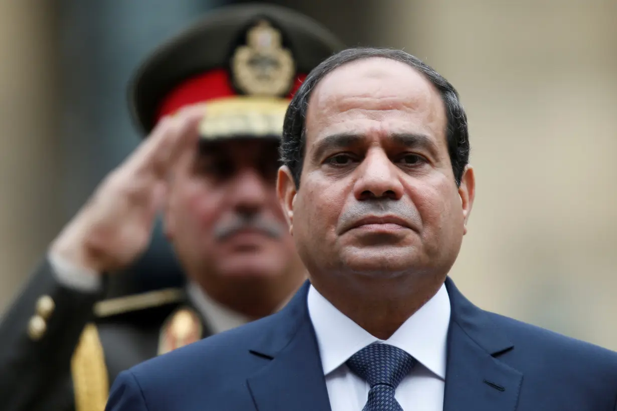 FILE PHOTO: Egyptian President Abdel Fattah al-Sisi attends a military ceremony in the courtyard of the Hotel des Invalides in Paris