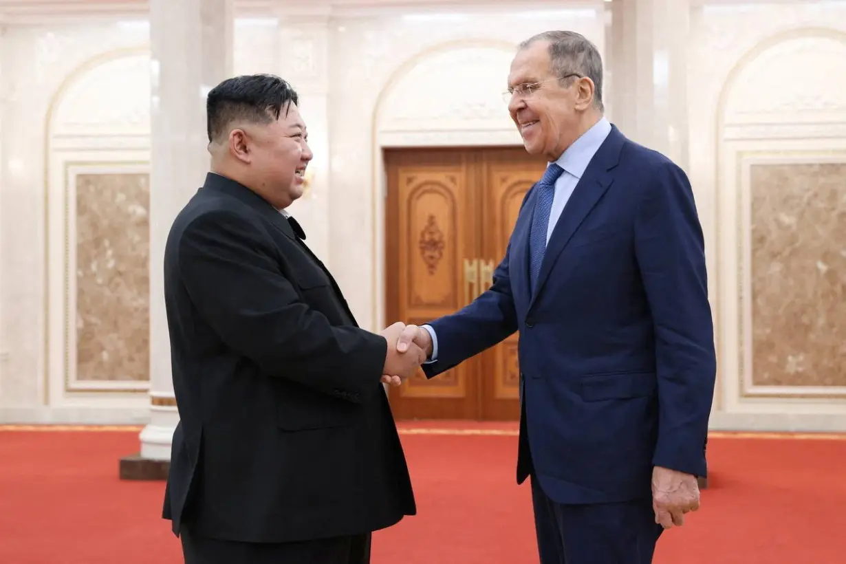 North Korean leader Kim Jong Un meets with Russian Foreign Minister Sergei Lavrov in Pyongyang